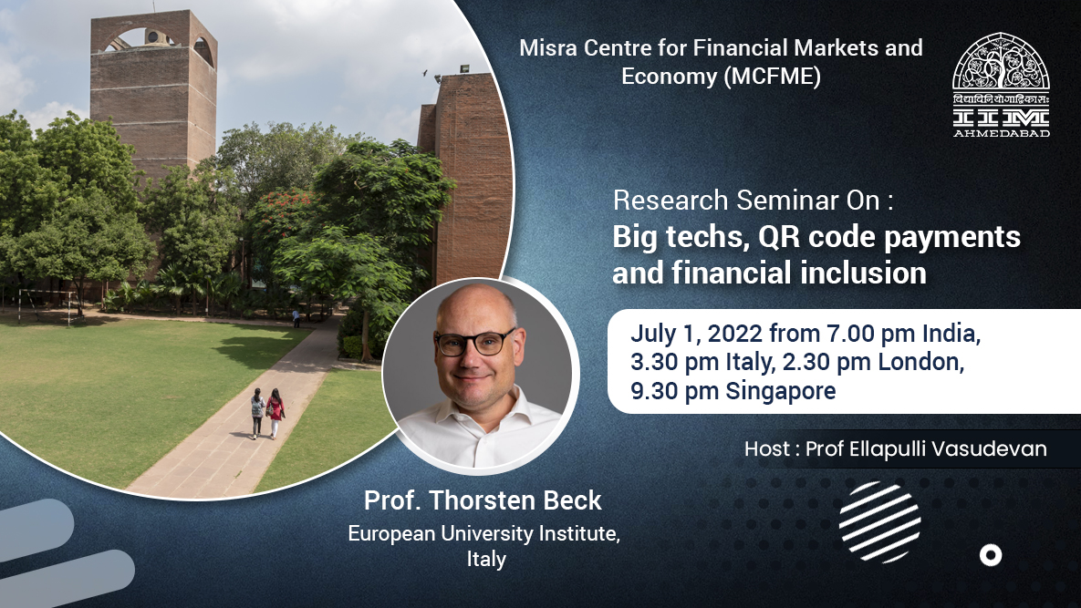 Research webinar on " Big tech, QR code payments and financial inclusion" scheduled on 1st July