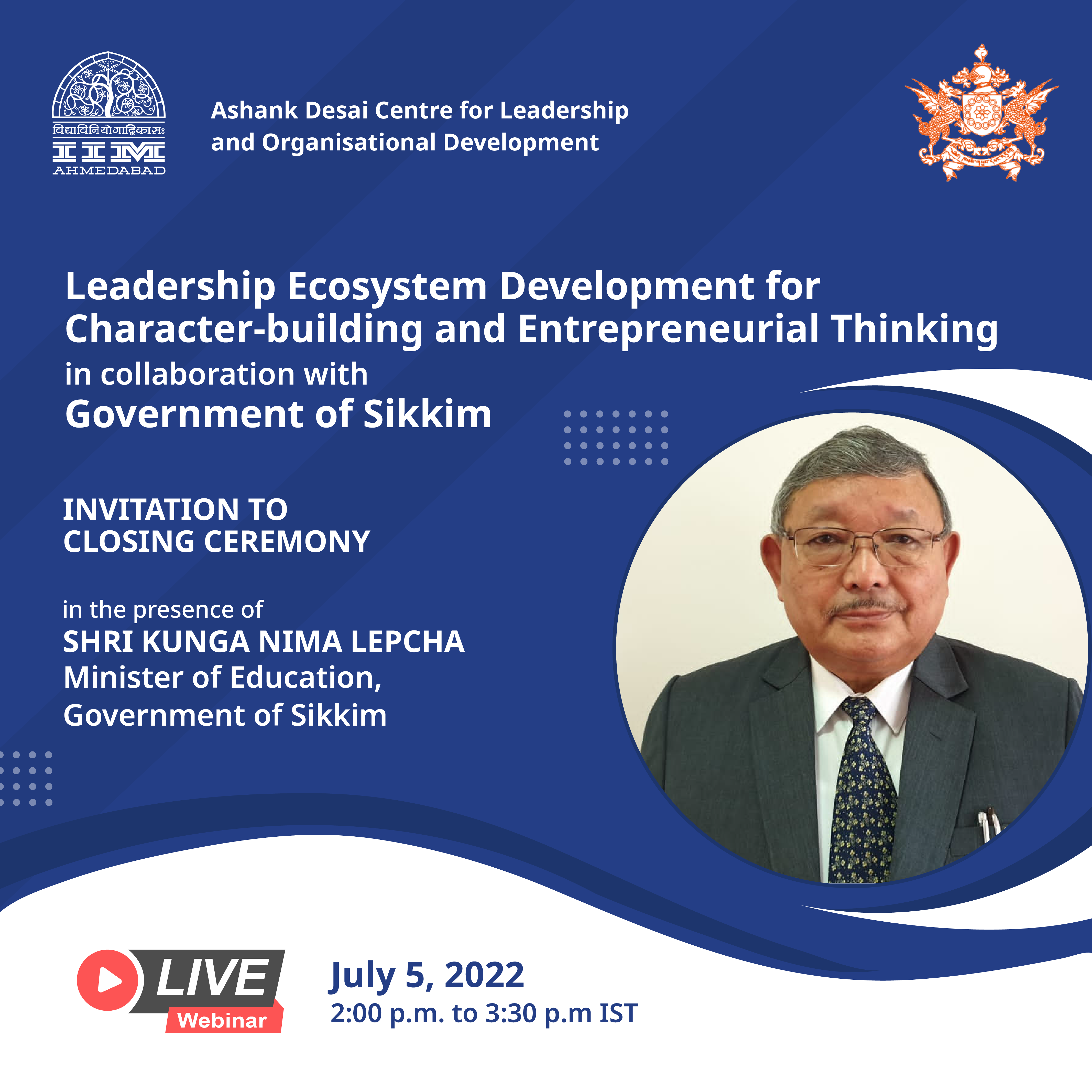 “Invitation to Closing Ceremony of the Leadership Ecosystem Development for Character-building and Entrepreneurial Thinking”
