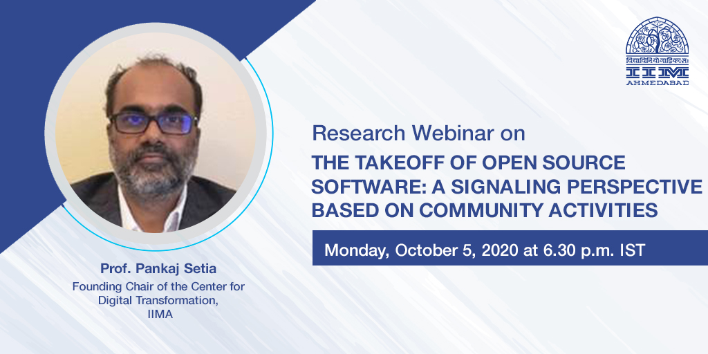 Research Webinar on THE TAKEOFF OPEN SOURCE SOFTWARE: A SIGNALING PERSPECTIVE BASED ON COMMUNITY ACTIVITIES