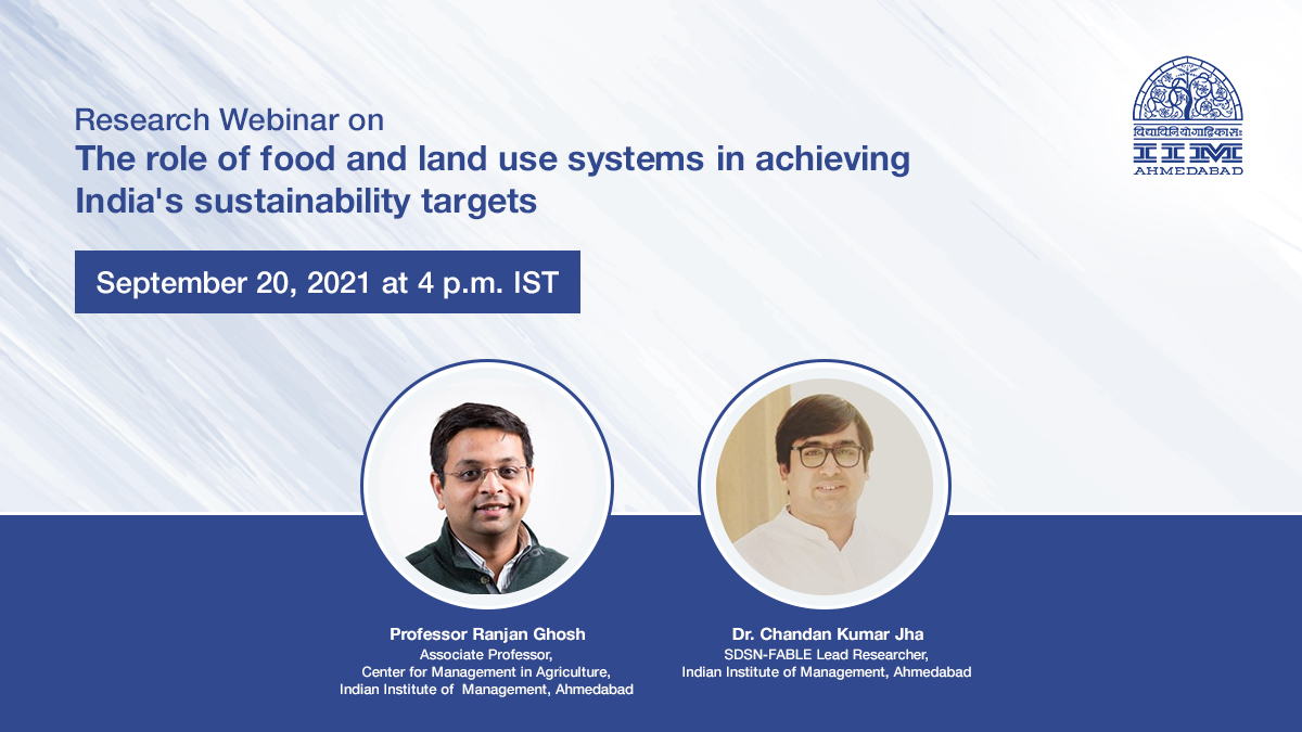 Research Webinar on The role food and land use systems in achieving India's sustainability targets