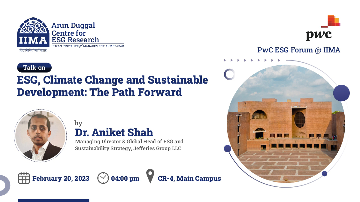 ESG, Climate Change and Sustainable Development: The Path Forward Time: 4:00 p.m.