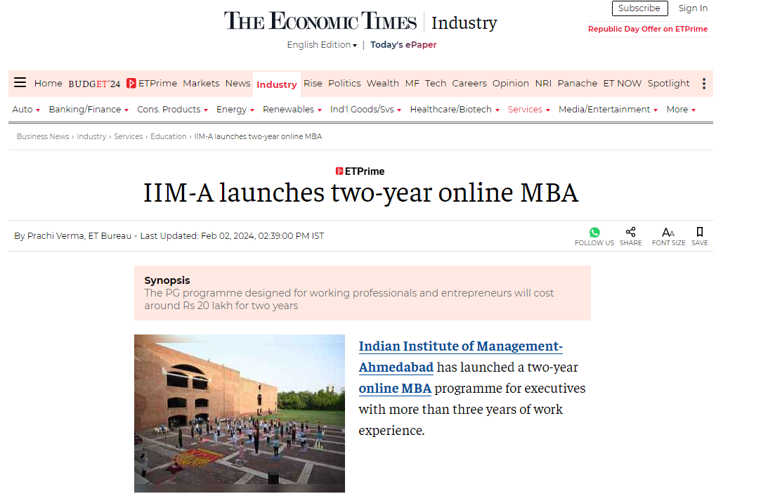 IIM-A launches two-year online MBA