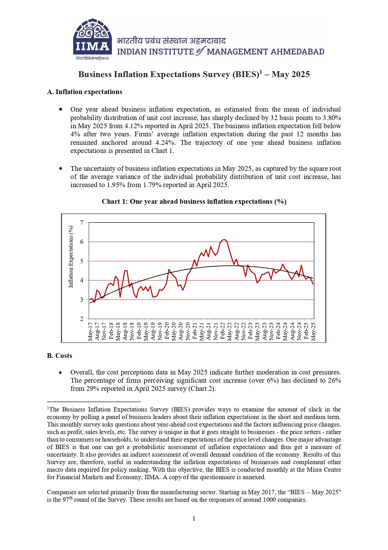 Business Inflation Expectations Survey (BIES) – May 2025