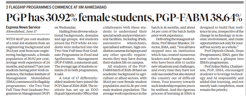 2 flagship programmes commence at IIMA