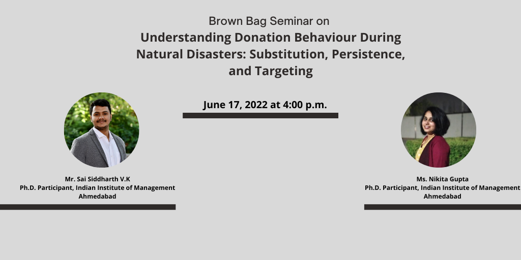 Understanding Donation Behaviour during natural disasters: Substitution, Persistence, and Targeting